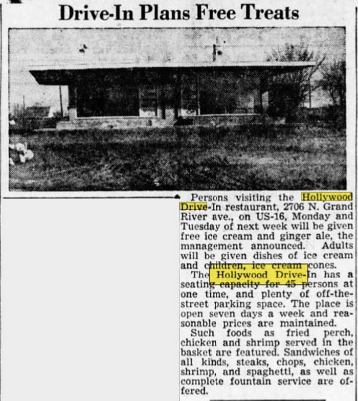Hollywood Drive-In (Tonys Lounge) - Aug 1952 Article (newer photo)